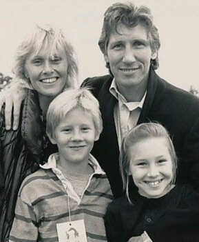 India Waters with her parents Roger Waters and Carolyne Christie and brother Harry Waters 